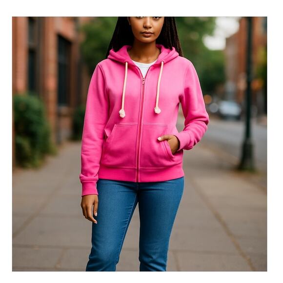 American Eagle, Feels lived in, ombré pink front zip hoodie, women's XS - Picture 1 of 9